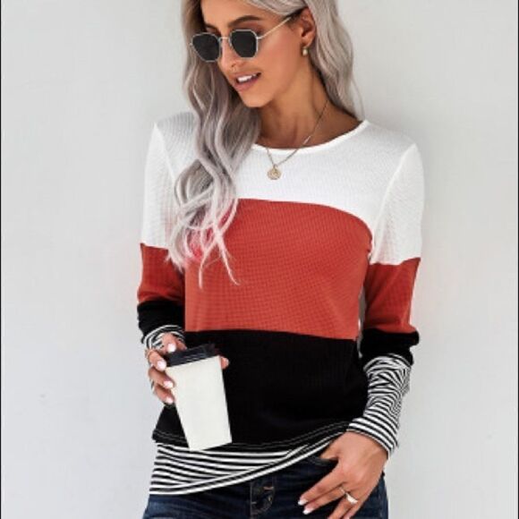 Boutique Color Block Long Sleeve Pullover Various sizes - Picture 6 of 10